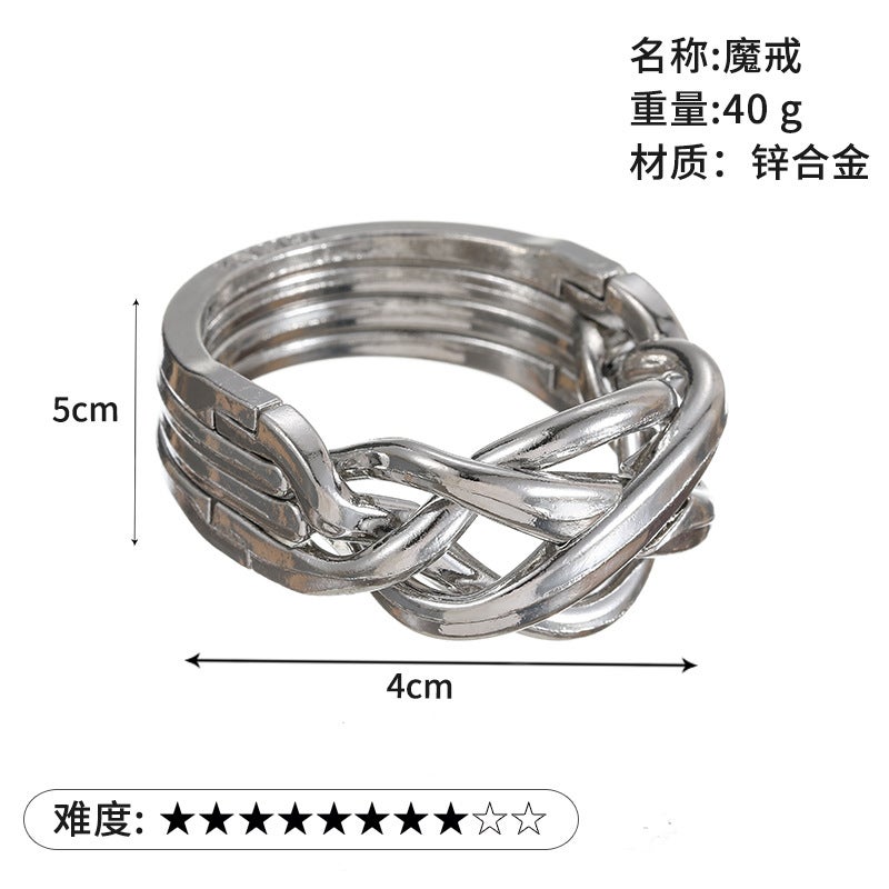 Puzzle Luban Lock Zinc Alloy Intelligence Unlock Buckle Kong Ming Lock Tiktok Nine-Chain Unlock Educational Toys - Image 1